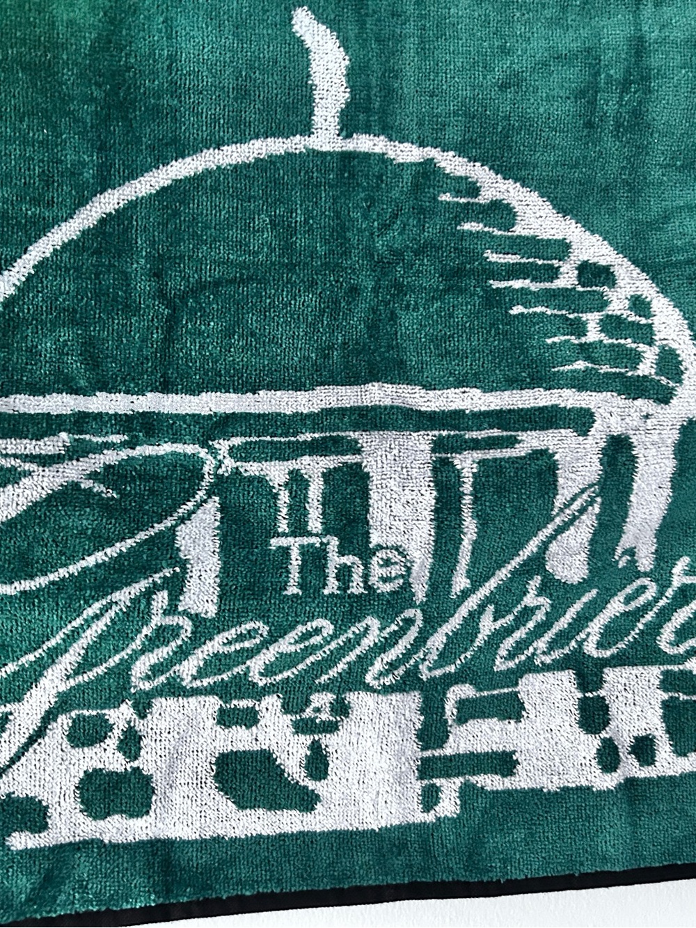 Greenbrier Country Club luxury green & white golf towel ~Sir Christopher Hatton